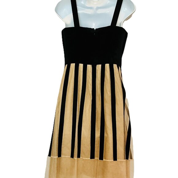 Akris 100% Silk Dress with Sheer Mesh Skirt & Vertical Stripe Detail ,US 8 - Picture 3 of 11